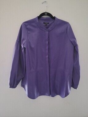 Alfani Violet Faux Leather Button-Front Top